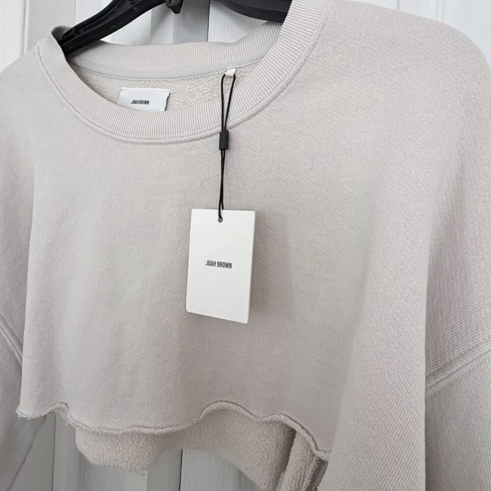 NWT JOAH BROWN Cropped Crew Neck Sweatshirt | Sahara | One Size - Picture 2 of 7